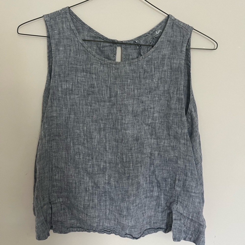 Grey 100% Linen Tank